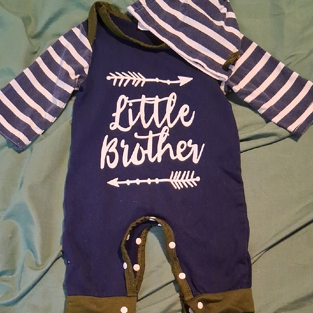 Little Brother Striped Blue and Green One Piece